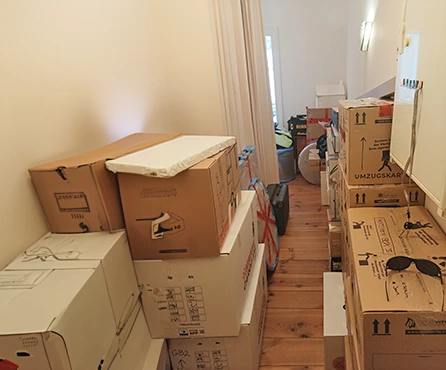 Packed goods in a house